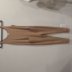 Smash + Tess Ribbed Romper with cuffed legs in Dark Taupe